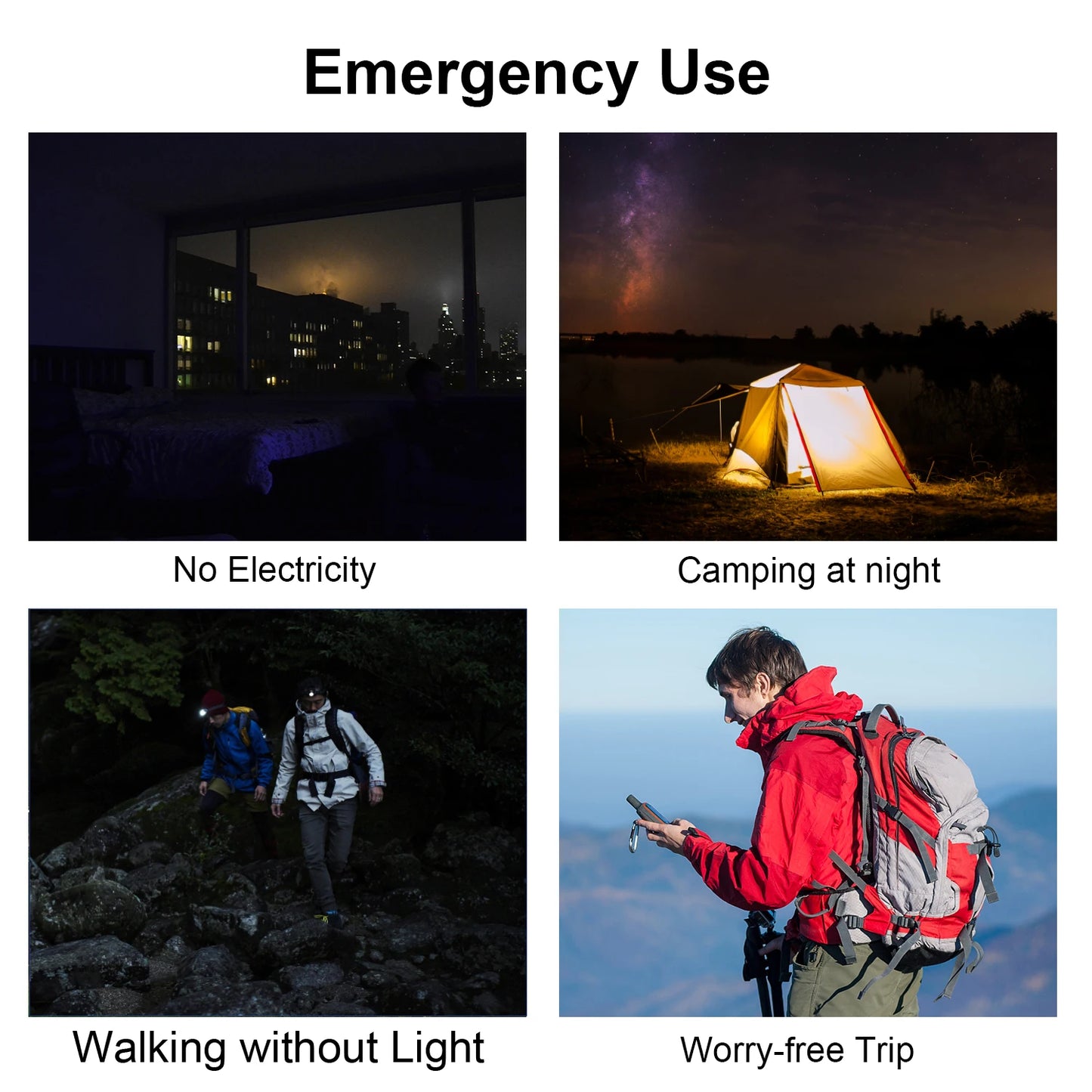 Solar power bank 50000mAh with built-in cable, lightweight and large capacity universal mobile power supply for mobile phones